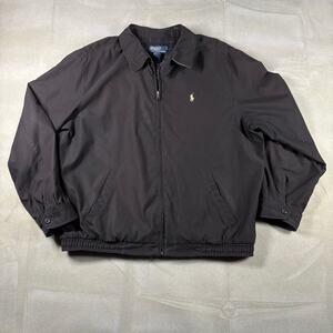 Polo Ralph Lauren Harrington Jacket Me ns XL Black Plaid Lined Full Zip Golf